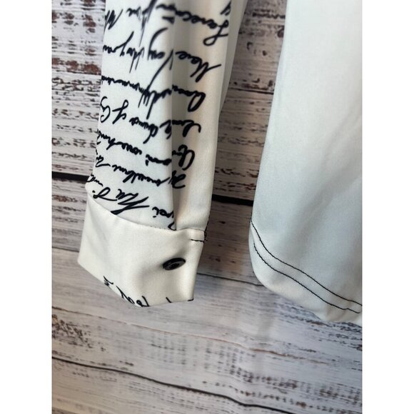 BLOUSE LONG SLEEVE BUTTON DOWN STATEMENT DRESS BLOUSE - Picture 8 of 12